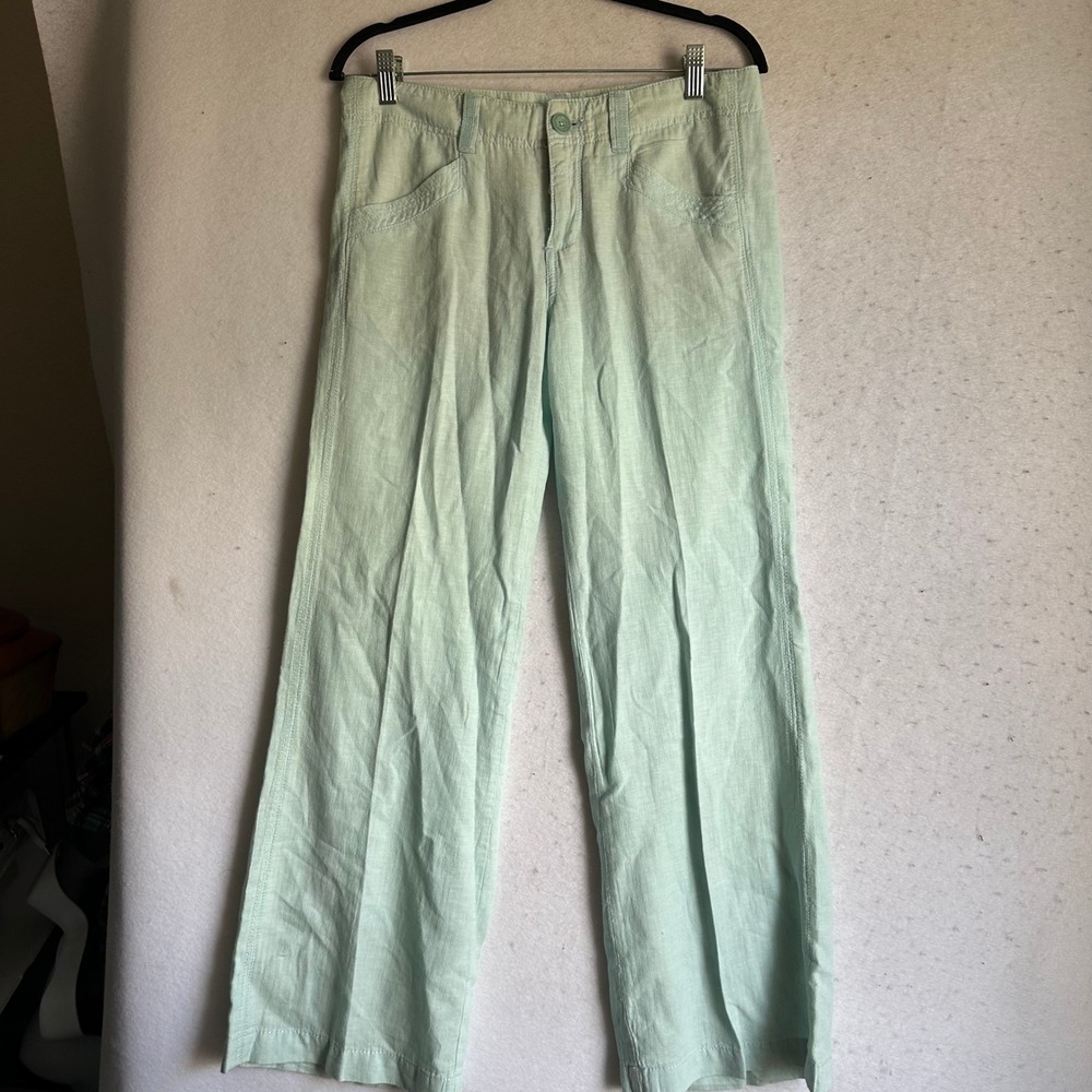 Pilcro and the Letterpress Mint Green Linen Blend Wide Leg Pants No 06 Size 33